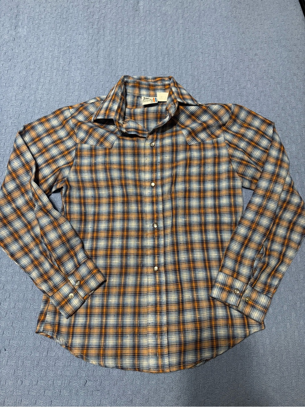 Billy the Kid vintage Orange & Blue Plaid Western Shirt